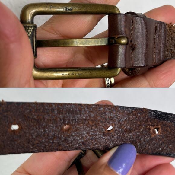 Albatros brown leather with brass rings belt Size S, made in Italy style 809283 main image 4